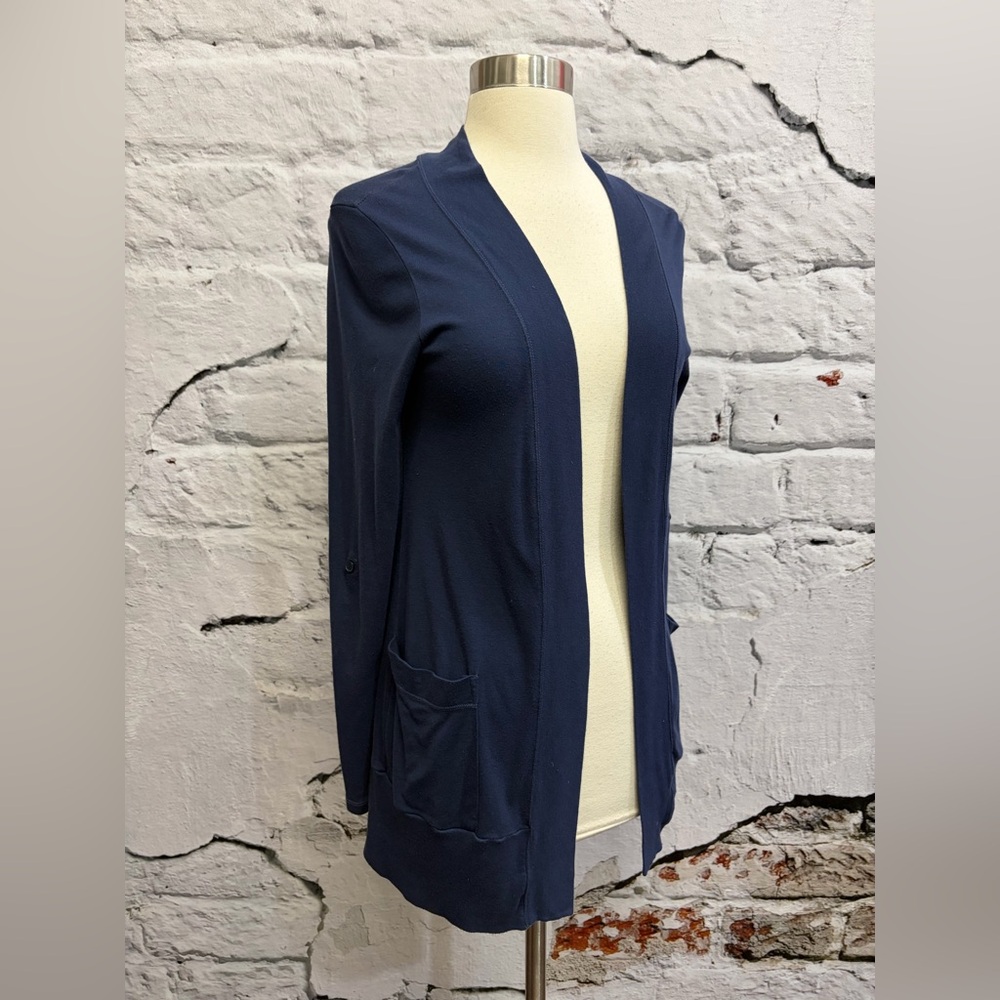Splendid Navy Knit Cardigan - Super Soft Long Sleeve Layer Drape Coastal - Picture 3 of 7